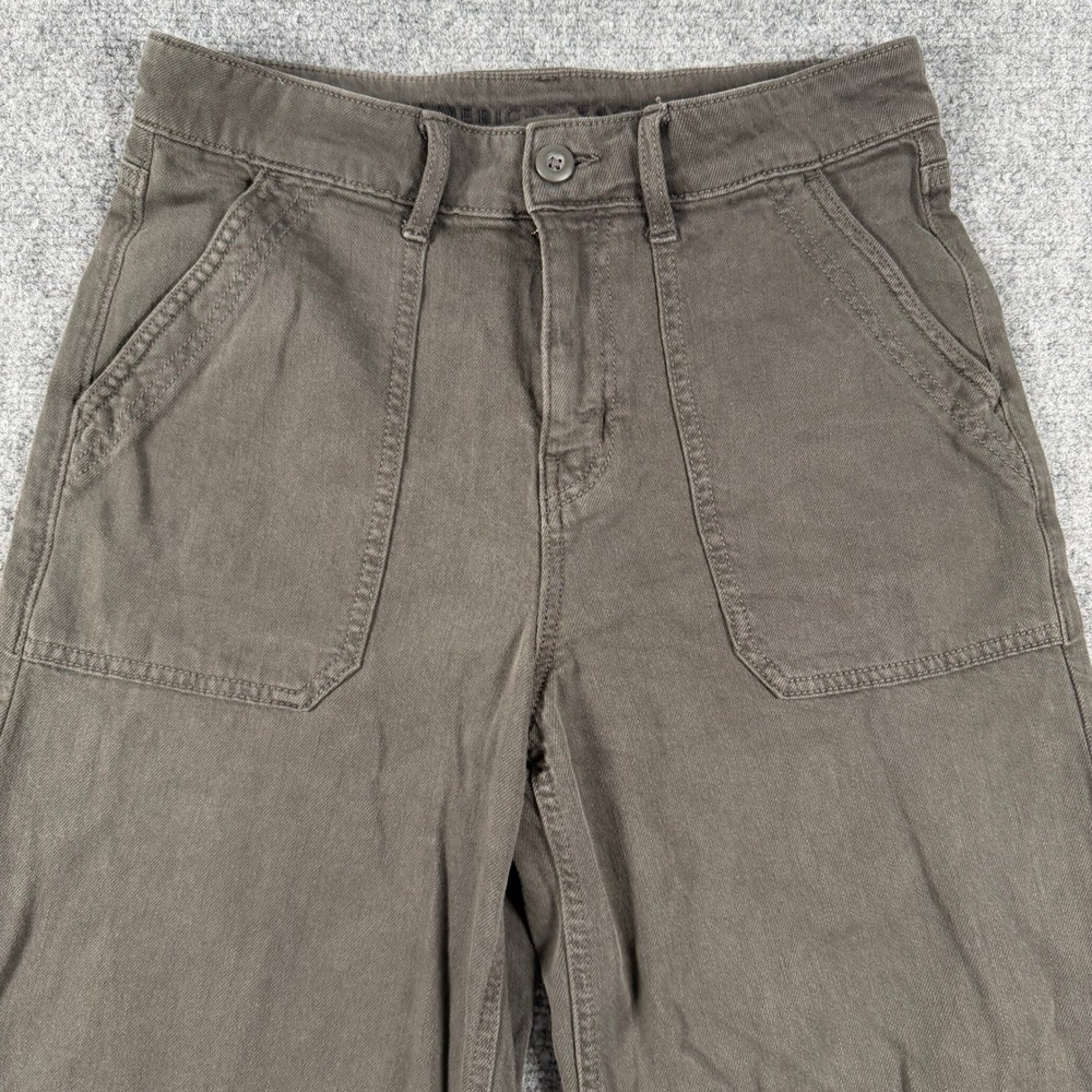American Eagle Wide Leg Pants Womens 6 Brown Stretch High Rise Utility Trousers - Picture 9 of 9